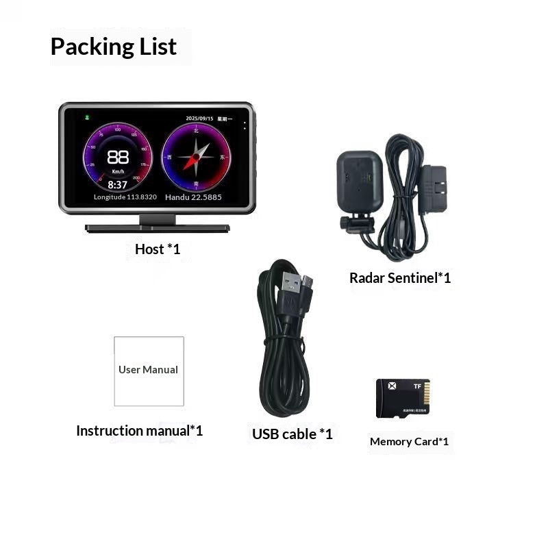 HUD Affichage Tête Haute 5" – Dashcam, Alertes Sécurité, Radar 360° & Connexion Smartphone