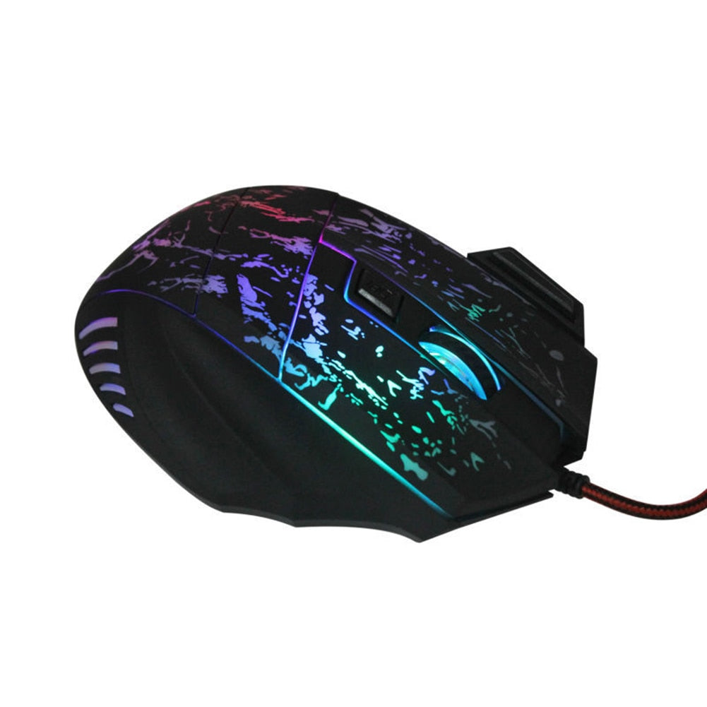 Souris Gaming RGB Filaire – 7 Boutons, 1200 DPI & Design Transparent