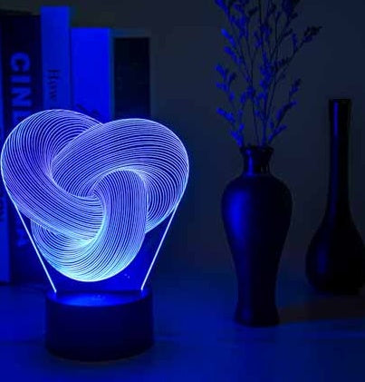 Lampe LED 3D Twist – Veilleuse Acrylique Multicolore & Décoration Chambre