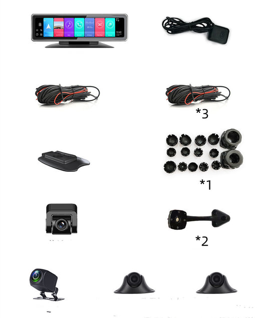 Dashcam Rétroviseur 4G 12" – 360° Panoramique, GPS, Android 9.0, Double Objectif 12MP