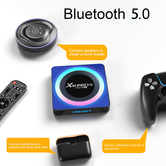Box Android TV X88PRO 13 – Processeur RK3528, 4Go RAM, 64Go, Bluetooth