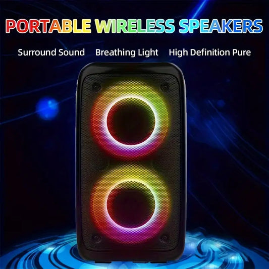 Enceinte Bluetooth Karaoké – Boombox Portable avec Jeux de Lumières LED, TWS & Subwoofer