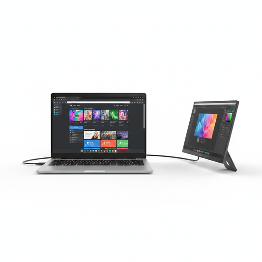 Moniteur 14" — Hero Shot configuration bureau