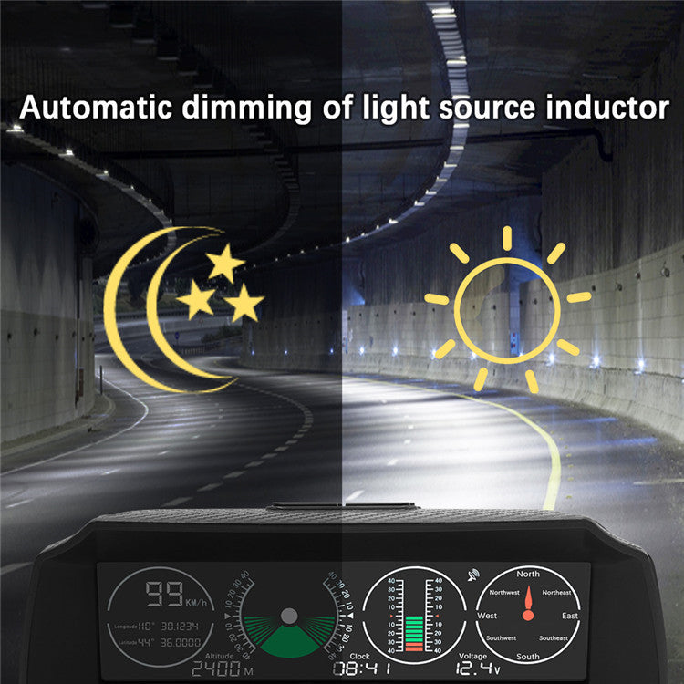 HUD GPS GO-2 pour Voiture – Vitesse, Boussole, Inclinaison & Altitude