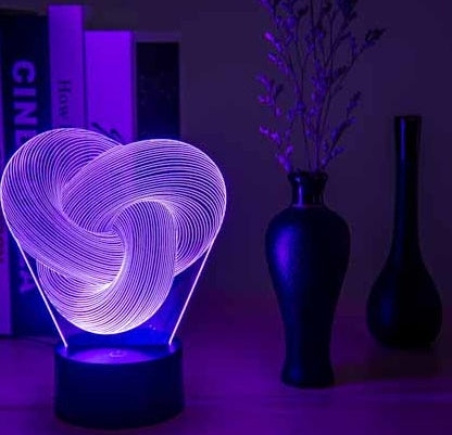 Lampe LED 3D Twist – Veilleuse Acrylique Multicolore & Décoration Chambre