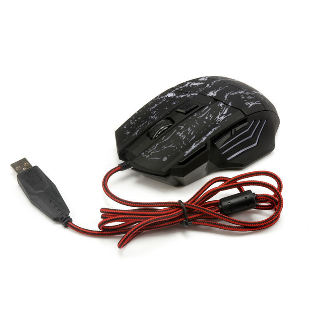 Souris Gaming RGB Filaire – 7 Boutons, 1200 DPI & Design Transparent