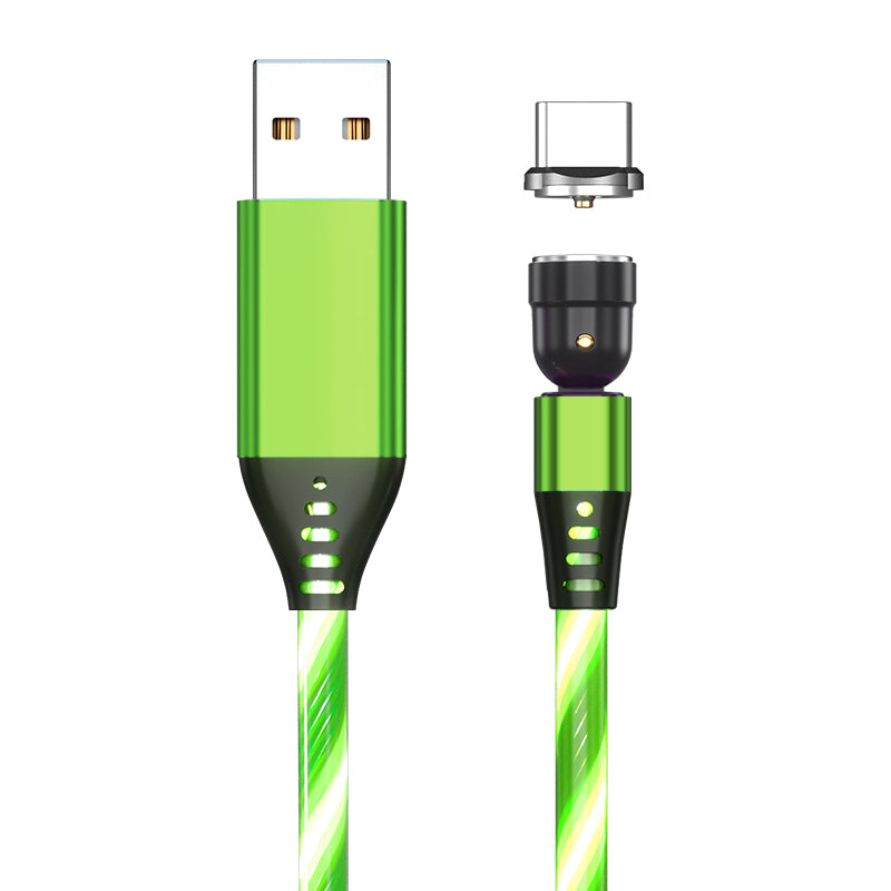 Câble Magnétique Rotatif 540° LED – Charge Rapide 3A USB-C / Micro USB / iPhone