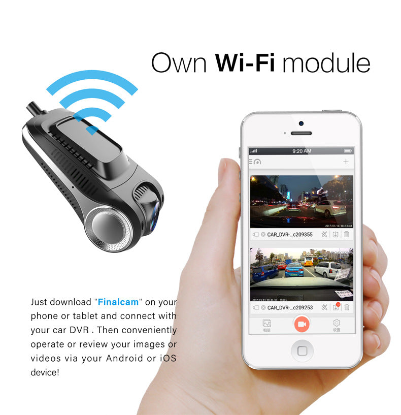 Dashcam Full HD 1080p – Vision Nocturne, Grand Angle 170°, Enregistrement 24H