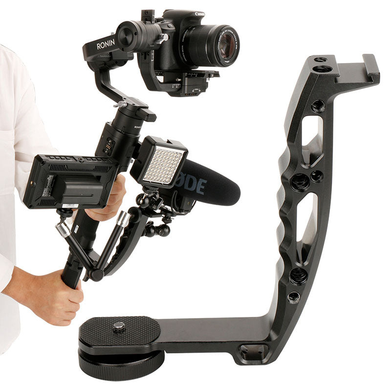 Cage Rig Smartphone en Aluminium – Poignée en L, Micro, Moniteur Externe & Batterie V-Mount