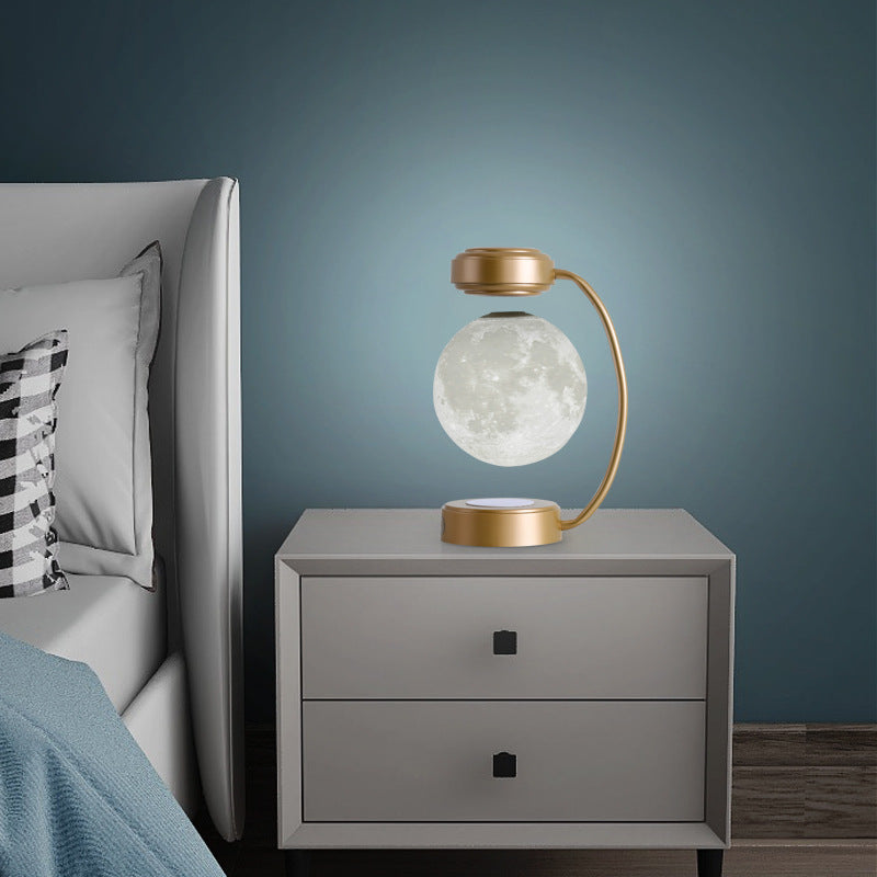 Lampe Lune Lévitation Magnétique 3D LED – Rotation Flottante, Lumière Trichrome, Déco Premium