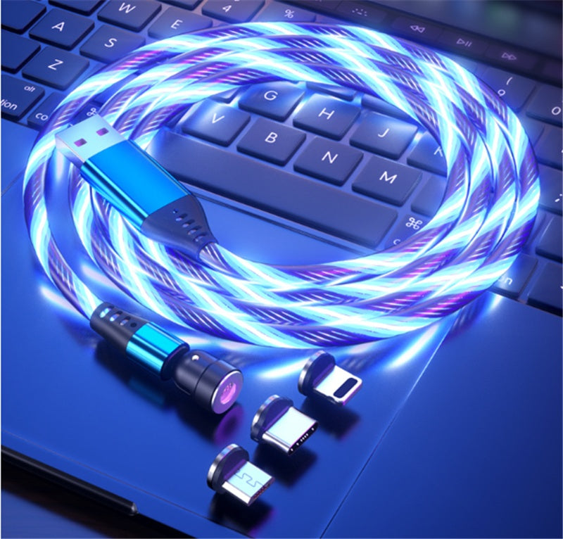Câble Magnétique Rotatif 540° LED – Charge Rapide 3A USB-C / Micro USB / iPhone