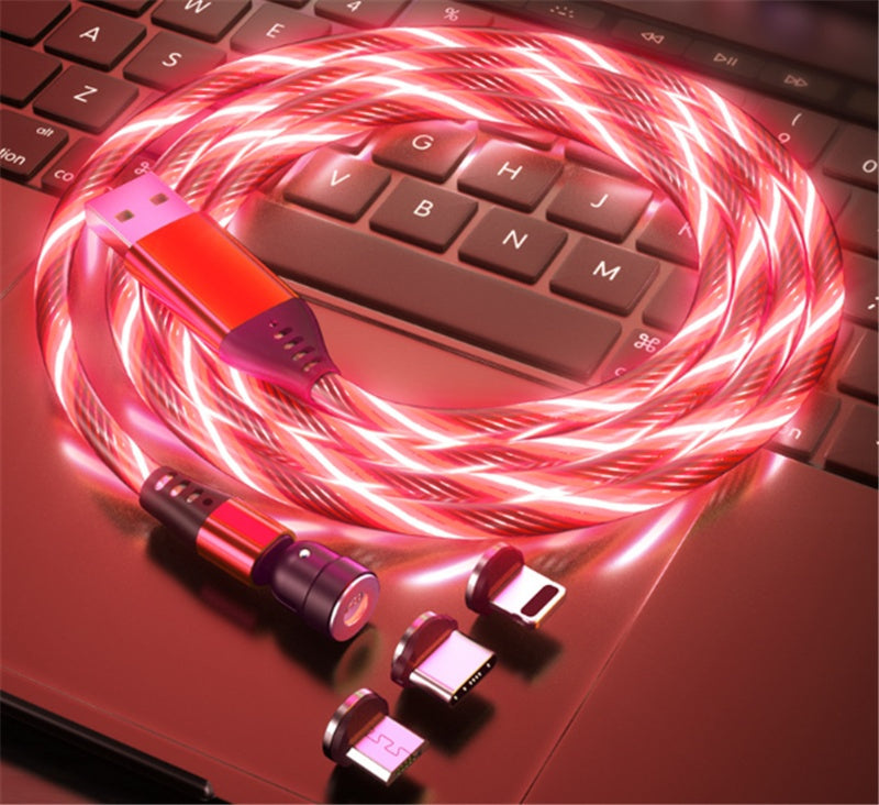 Câble Magnétique Rotatif 540° LED – Charge Rapide 3A USB-C / Micro USB / iPhone