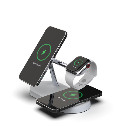 Station de Charge Sans Fil 5-en-1 Magnétique 15W – iPhone, Watch, AirPods + Veilleuse & Support