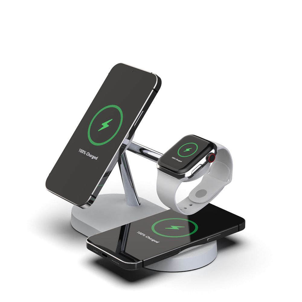 Station de Charge Sans Fil 5-en-1 Magnétique 15W – iPhone, Watch, AirPods + Veilleuse & Support