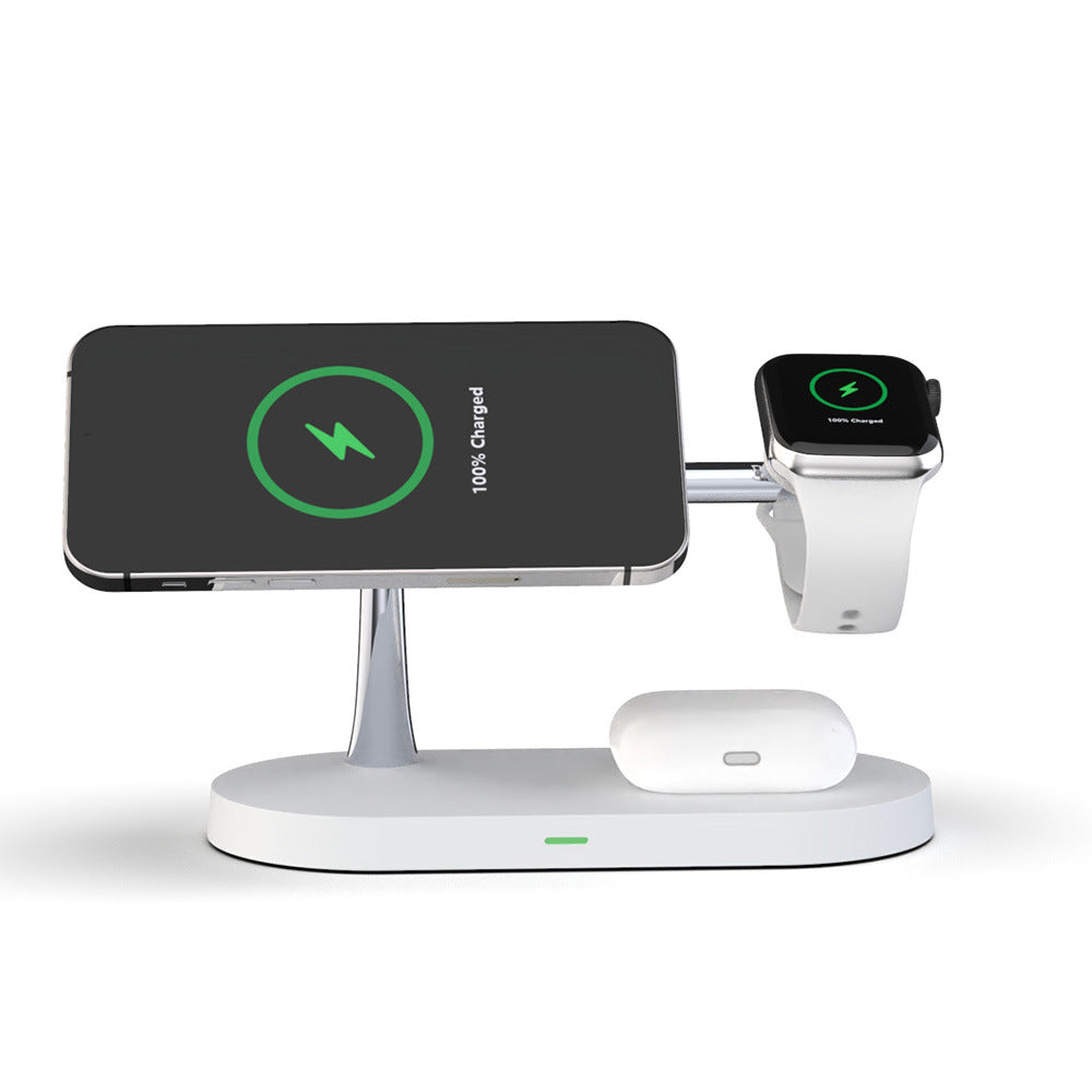 Station de Charge Sans Fil 5-en-1 Magnétique 15W – iPhone, Watch, AirPods + Veilleuse & Support
