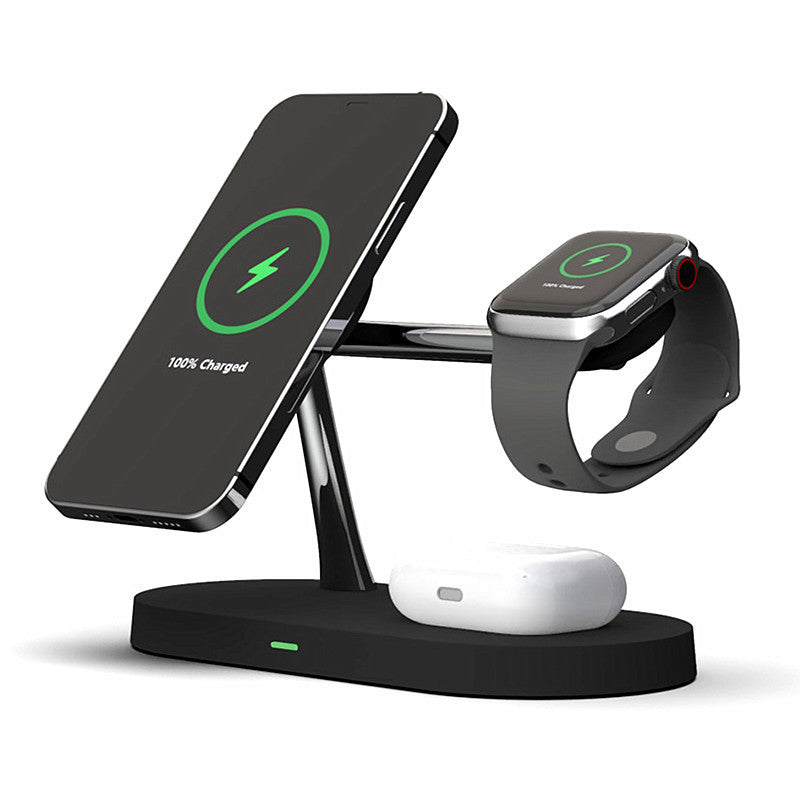 Station de Charge Sans Fil 5-en-1 Magnétique 15W – iPhone, Watch, AirPods + Veilleuse & Support