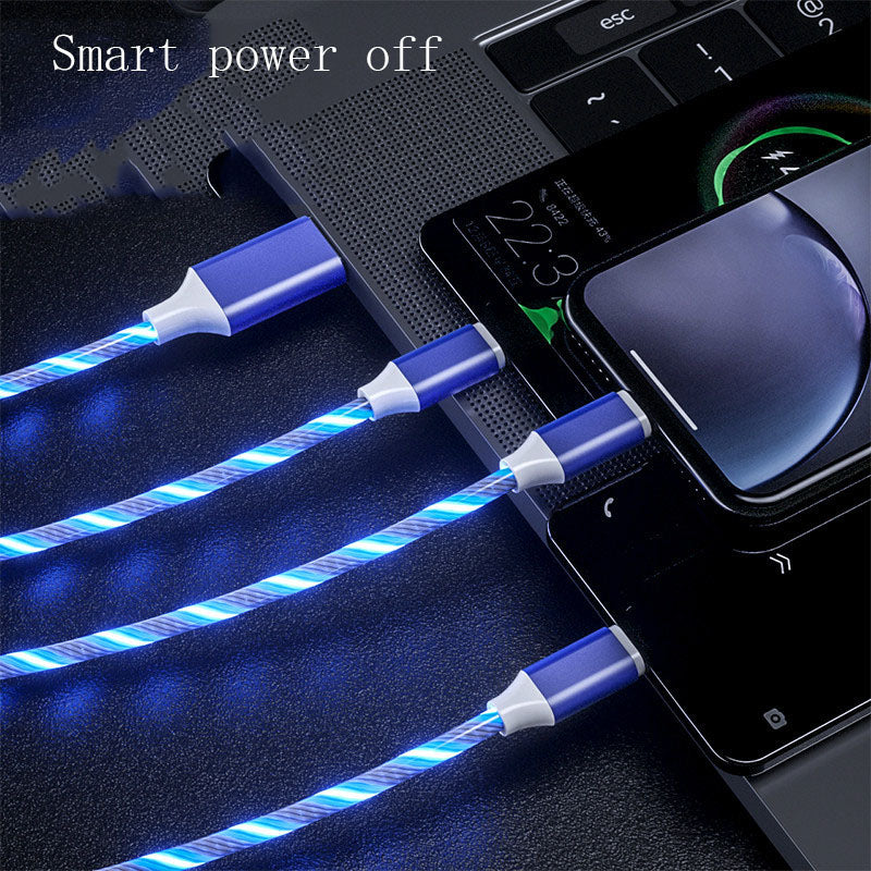 Câble 3-en-1 LED Streamer – USB-C, Micro USB & Lightning | Charge Rapide 2.4A