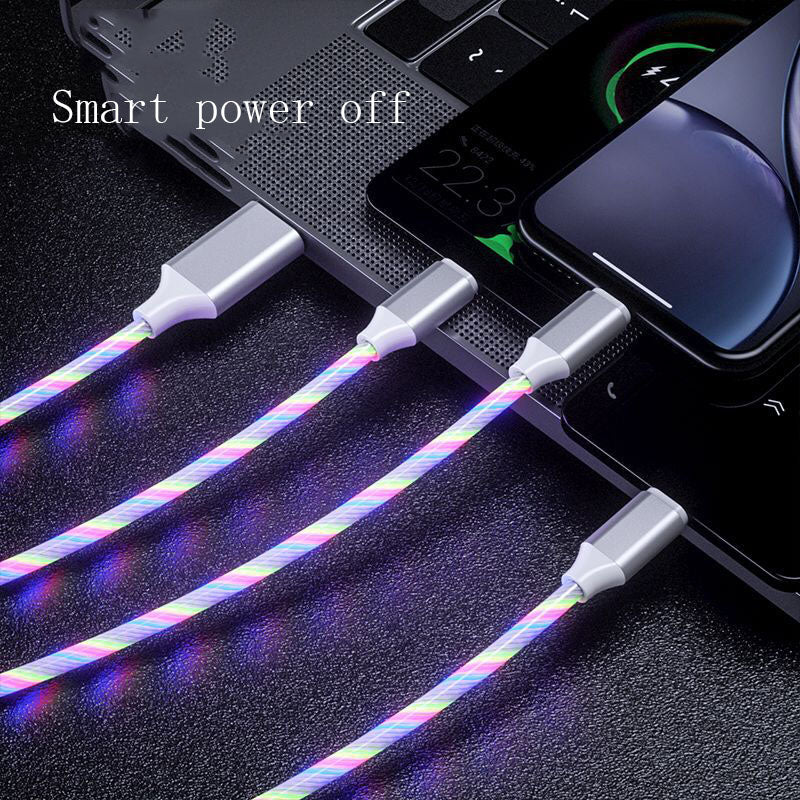 Câble 3-en-1 LED Streamer – USB-C, Micro USB & Lightning | Charge Rapide 2.4A