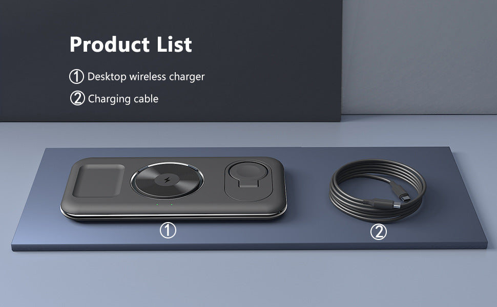 Station de Charge Sans Fil 3-en-1 Pliable – Smartphone, Montre & Écouteurs | nexzo