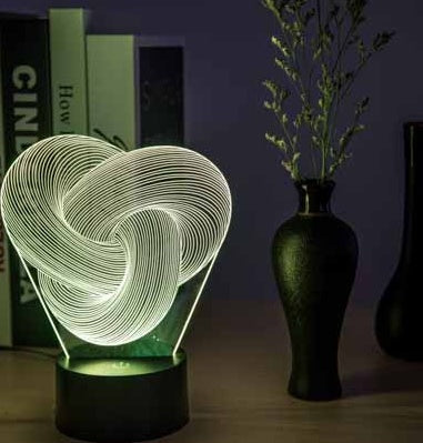 Lampe LED 3D Twist – Veilleuse Acrylique Multicolore & Décoration Chambre