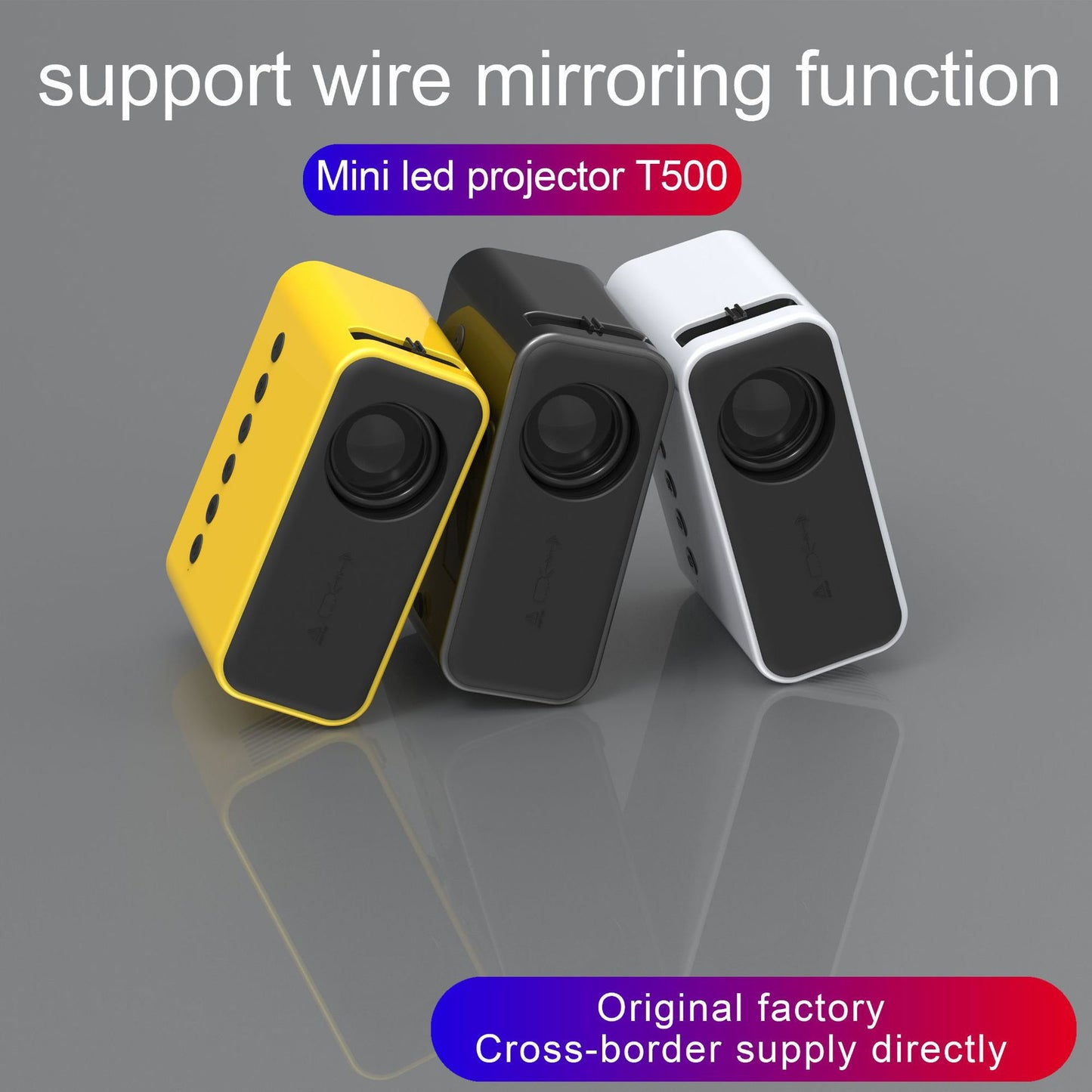 Mini Projecteur LED Portable – Édition Jaune, Écran 15-100", Mirroring Smartphone