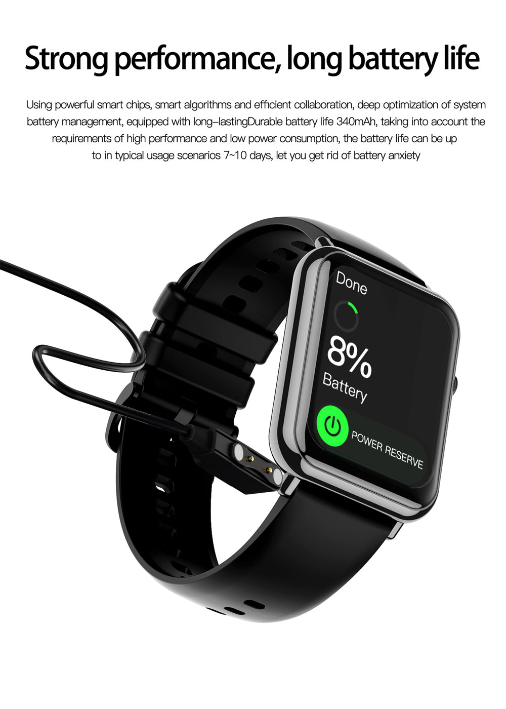 Montre Connectée Waterproof IP67 – Bluetooth 5.2 & Écran TFT 1,69"