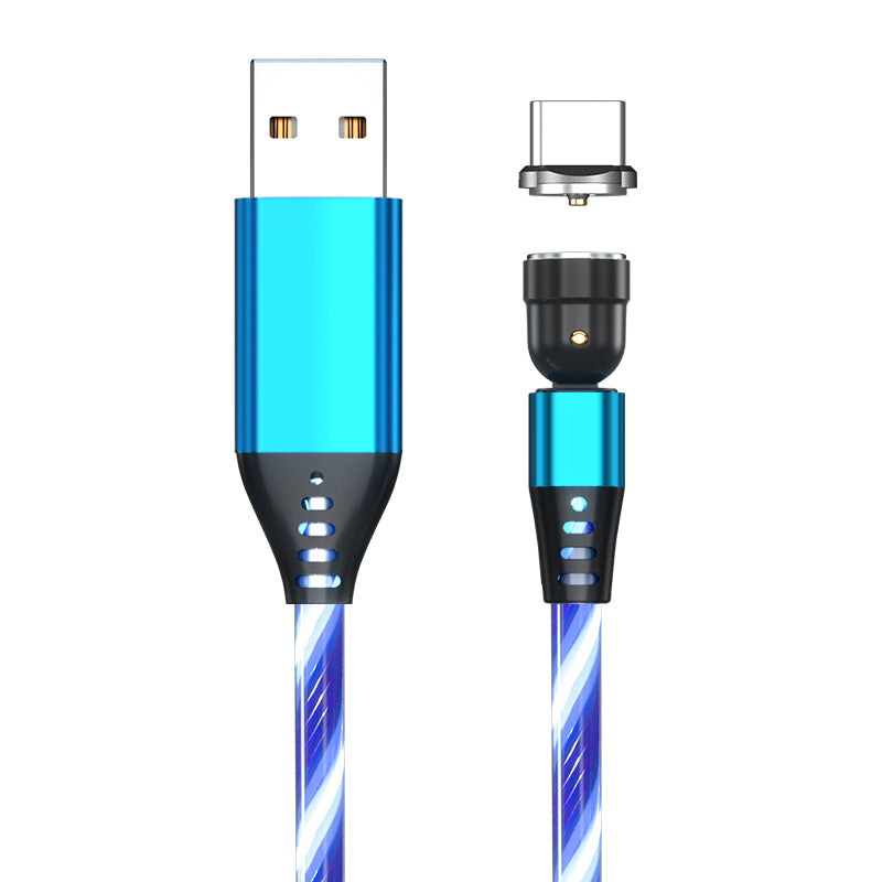 Câble Magnétique Rotatif 540° LED – Charge Rapide 3A USB-C / Micro USB / iPhone