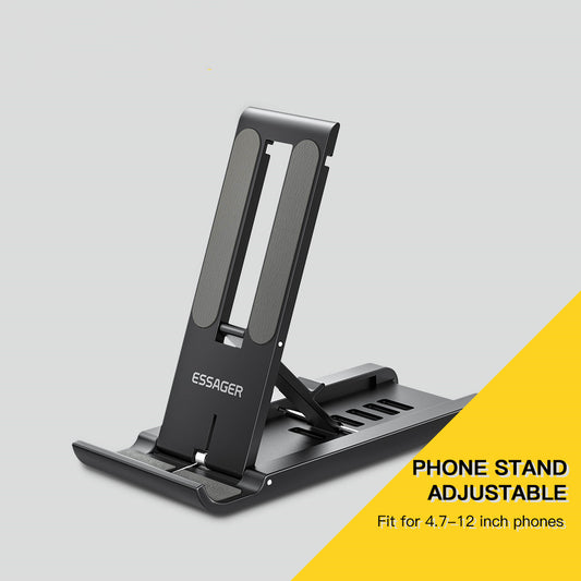 Support Bureau Smartphone & Tablette Pliable – 6 Angles Réglables, Universel jusqu'à 12"