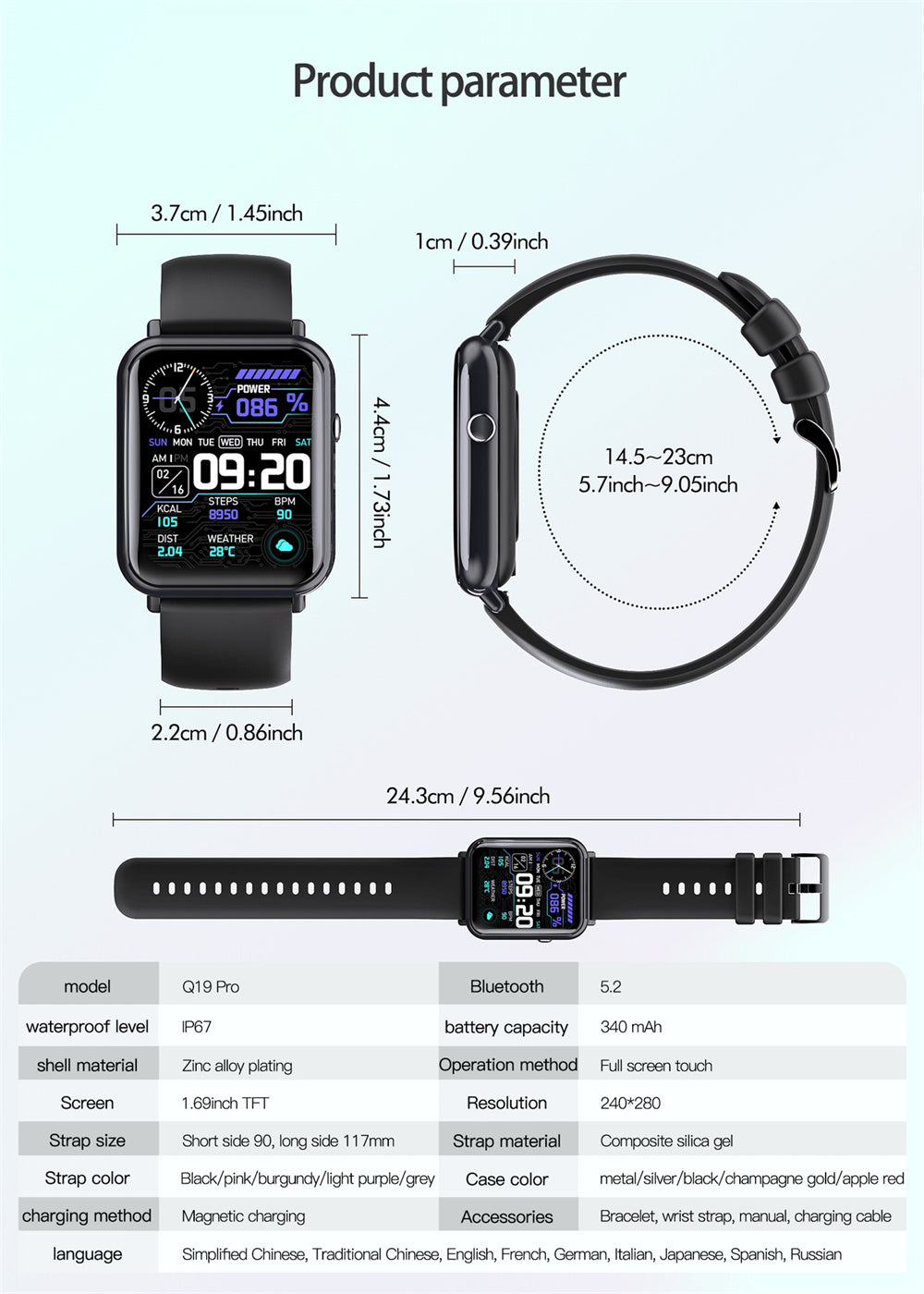 Montre Connectée Waterproof IP67 – Bluetooth 5.2 & Écran TFT 1,69"
