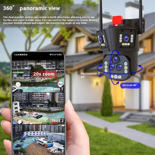 Caméra de Surveillance Extérieure 4MP – Zoom 20x, Triple Écran & WiFi
