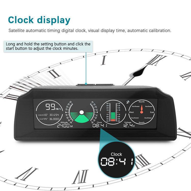 HUD GPS GO-2 pour Voiture – Vitesse, Boussole, Inclinaison & Altitude