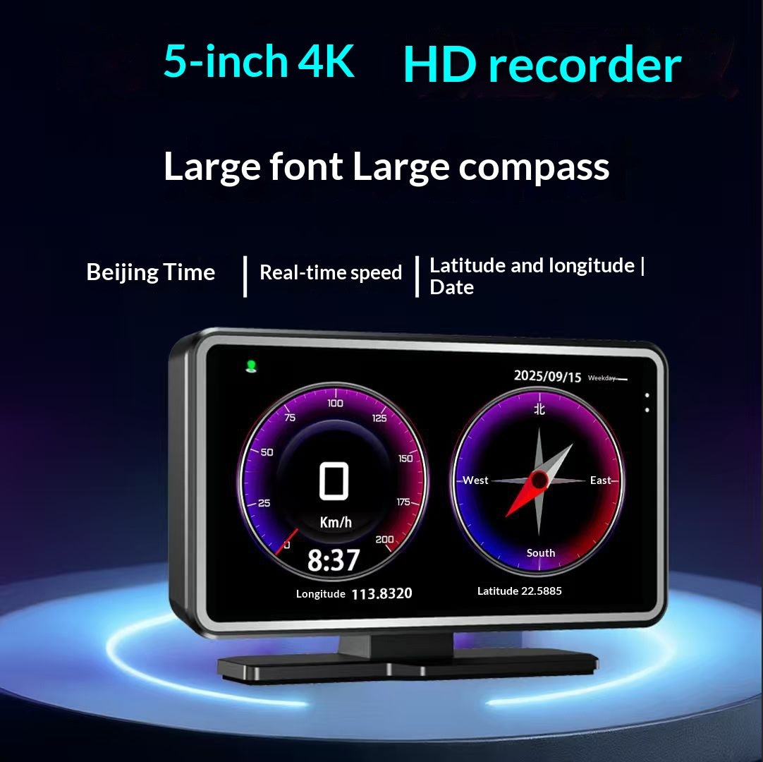 HUD Affichage Tête Haute 5" – Dashcam, Alertes Sécurité, Radar 360° & Connexion Smartphone