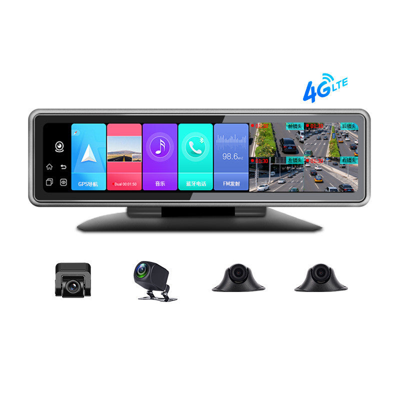 Dashcam Rétroviseur 4G 12" – 360° Panoramique, GPS, Android 9.0, Double Objectif 12MP