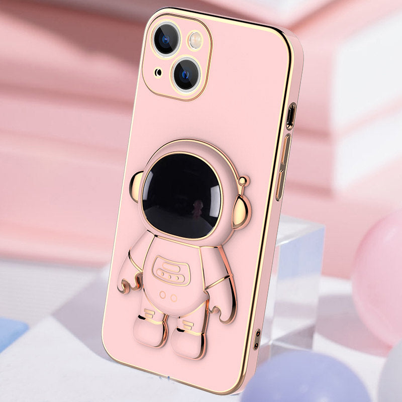 Coque iPhone Astronaute 3D – Anti-Choc, Support Intégré & Finition Électroplaquée