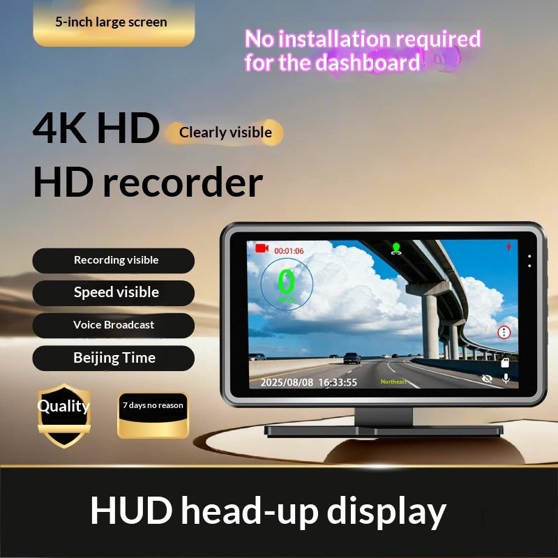 HUD Affichage Tête Haute 5" – Dashcam, Alertes Sécurité, Radar 360° & Connexion Smartphone