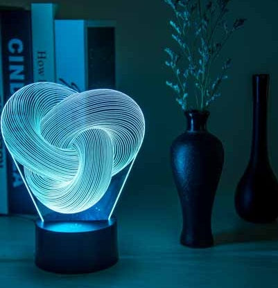 Lampe LED 3D Twist – Veilleuse Acrylique Multicolore & Décoration Chambre