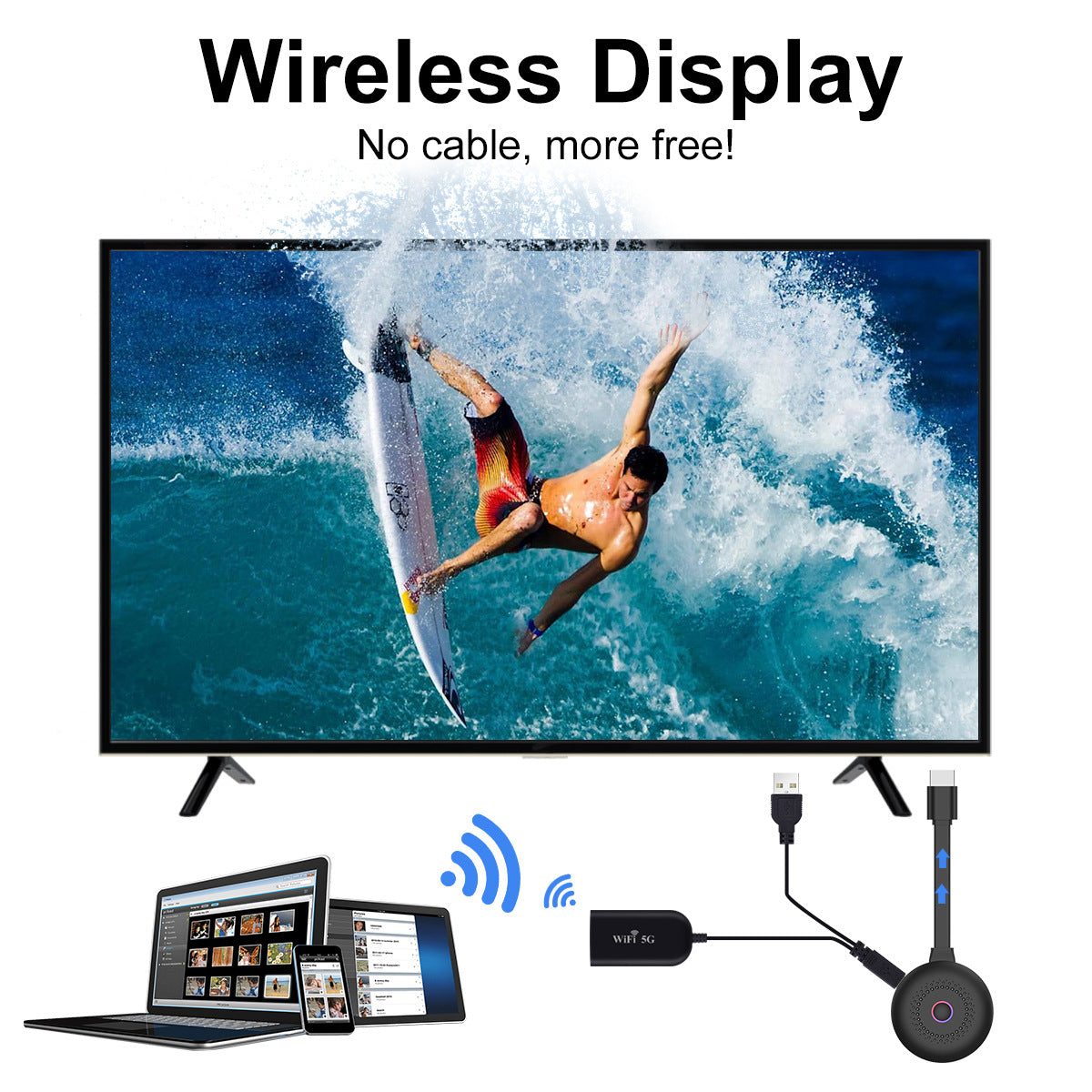 Adaptateur HDMI sans fil — Miroir d'écran HD 1080p (iPhone / Android / Windows)