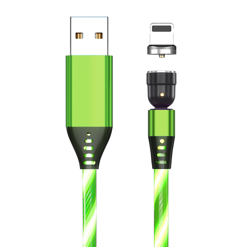 Câble Magnétique Rotatif 540° LED – Charge Rapide 3A USB-C / Micro USB / iPhone