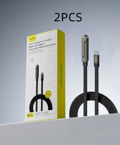 Câble 2-en-1 avec Support Téléphone Intégré – Charge Rapide 240W USB-C