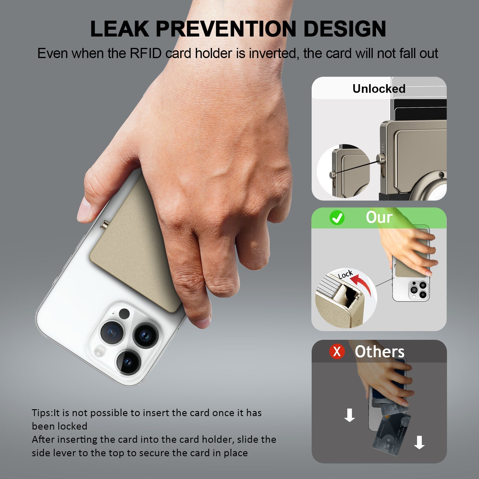 Porte-Carte Aluminium Pop-Up avec Support AirTag RFID