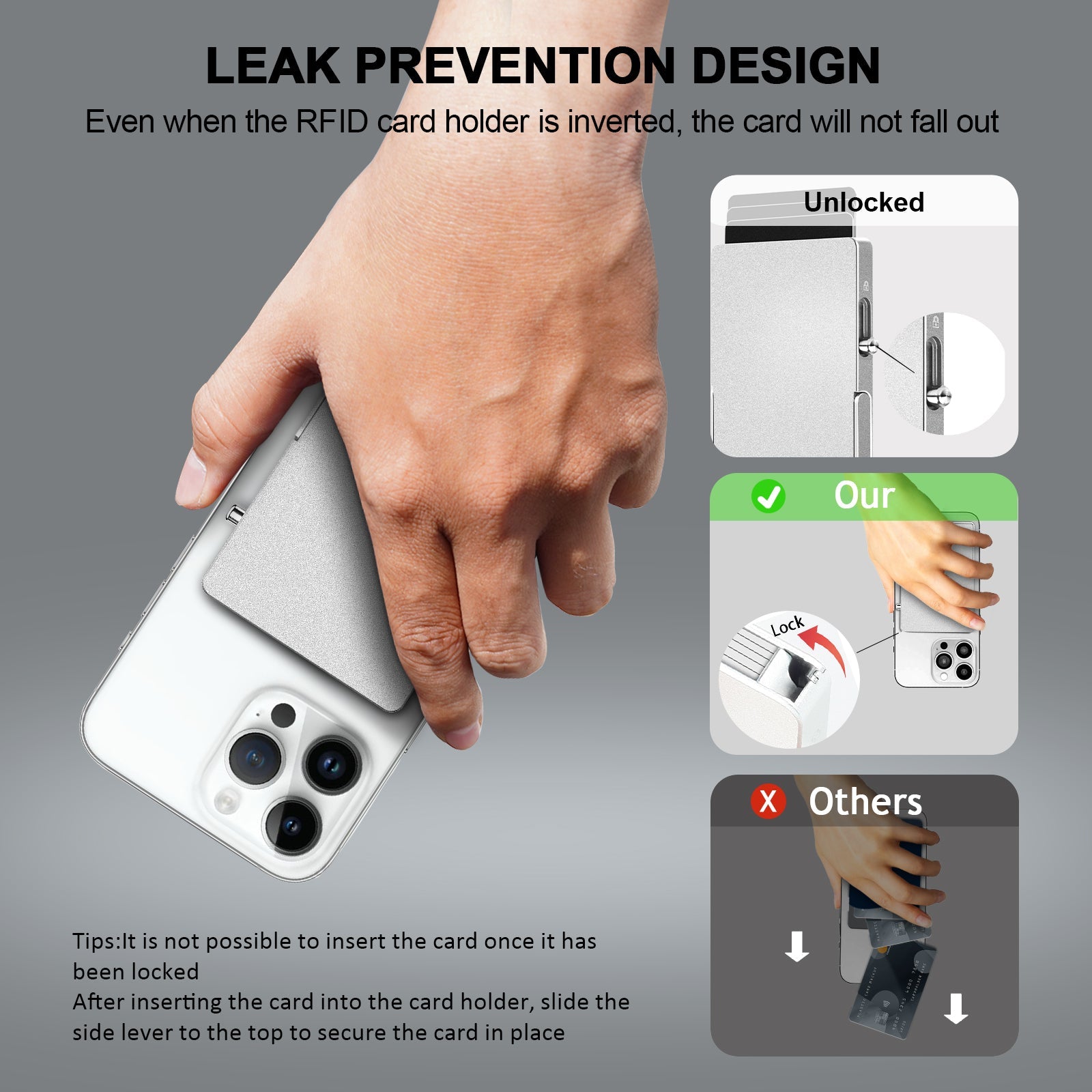 Porte-Carte MagSafe Ultra-Fin avec Support Réglable RFID