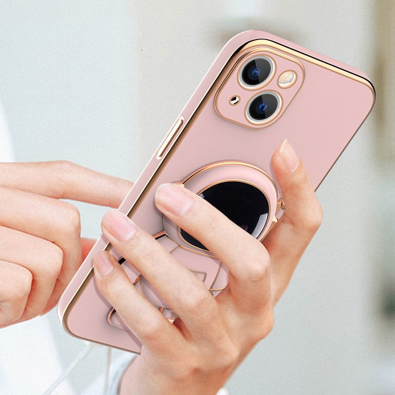Coque iPhone Astronaute 3D – Anti-Choc, Support Intégré & Finition Électroplaquée