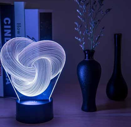 Lampe LED 3D Twist – Veilleuse Acrylique Multicolore & Décoration Chambre