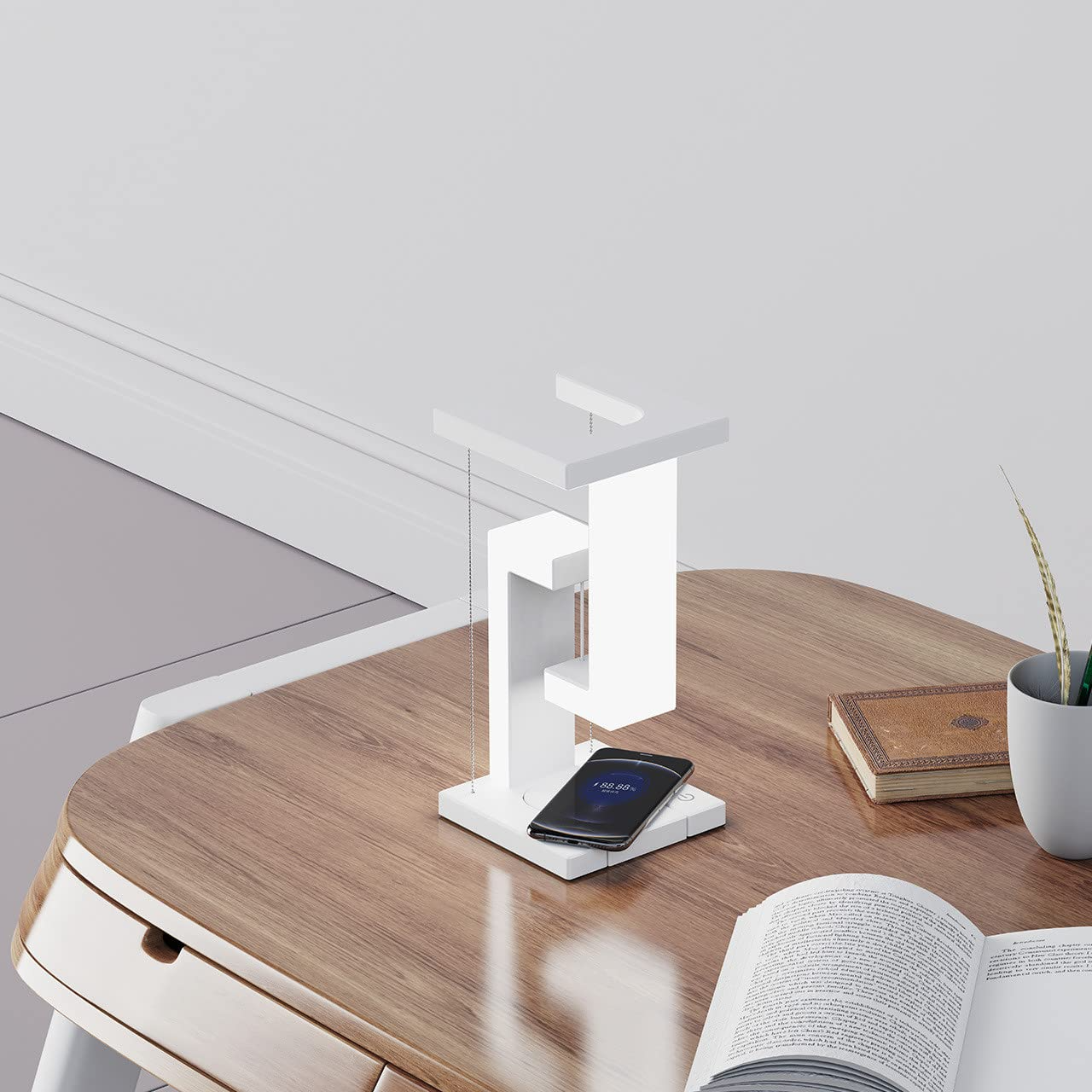 Lampe de Bureau Lévitation Magnétique avec Chargeur Sans Fil QI – Veilleuse Design