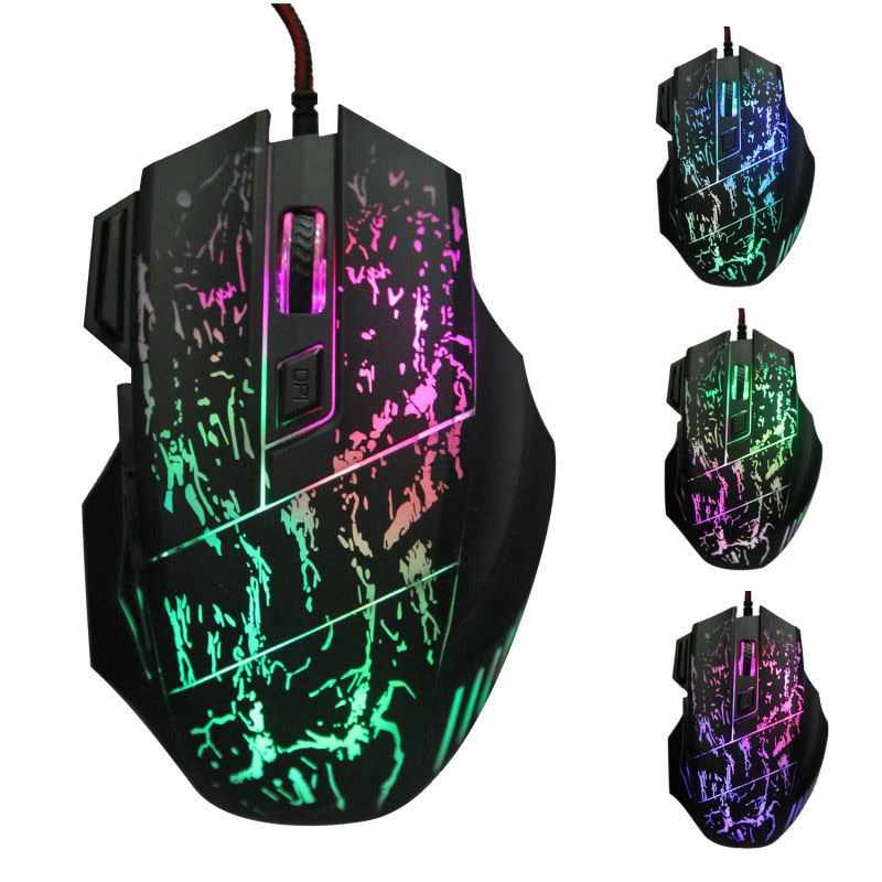 Souris Gaming RGB Filaire – 7 Boutons, 1200 DPI & Design Transparent