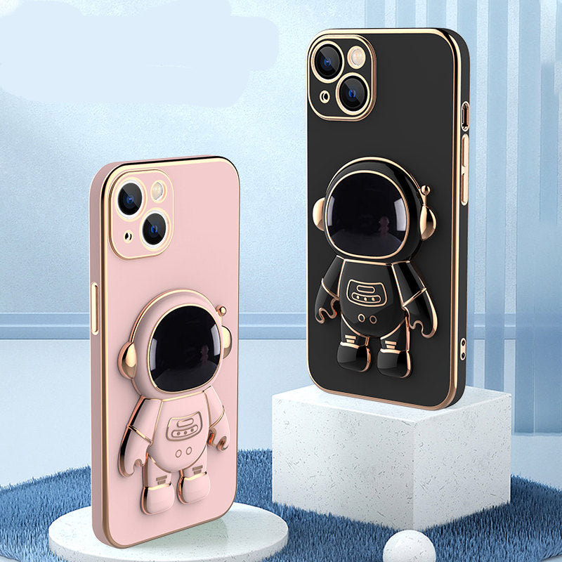 Coque iPhone Astronaute 3D – Anti-Choc, Support Intégré & Finition Électroplaquée