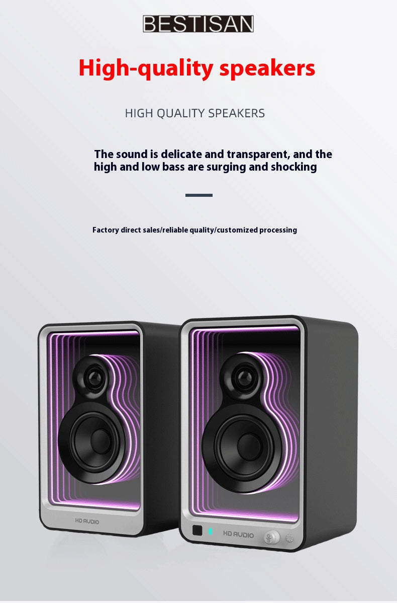 Enceintes PC HIFI 2.0 – 50W, Bluetooth, Optique, HDMI ARC, USB – Éclairage RGB