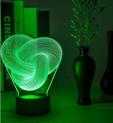 Lampe LED 3D Twist – Veilleuse Acrylique Multicolore & Décoration Chambre