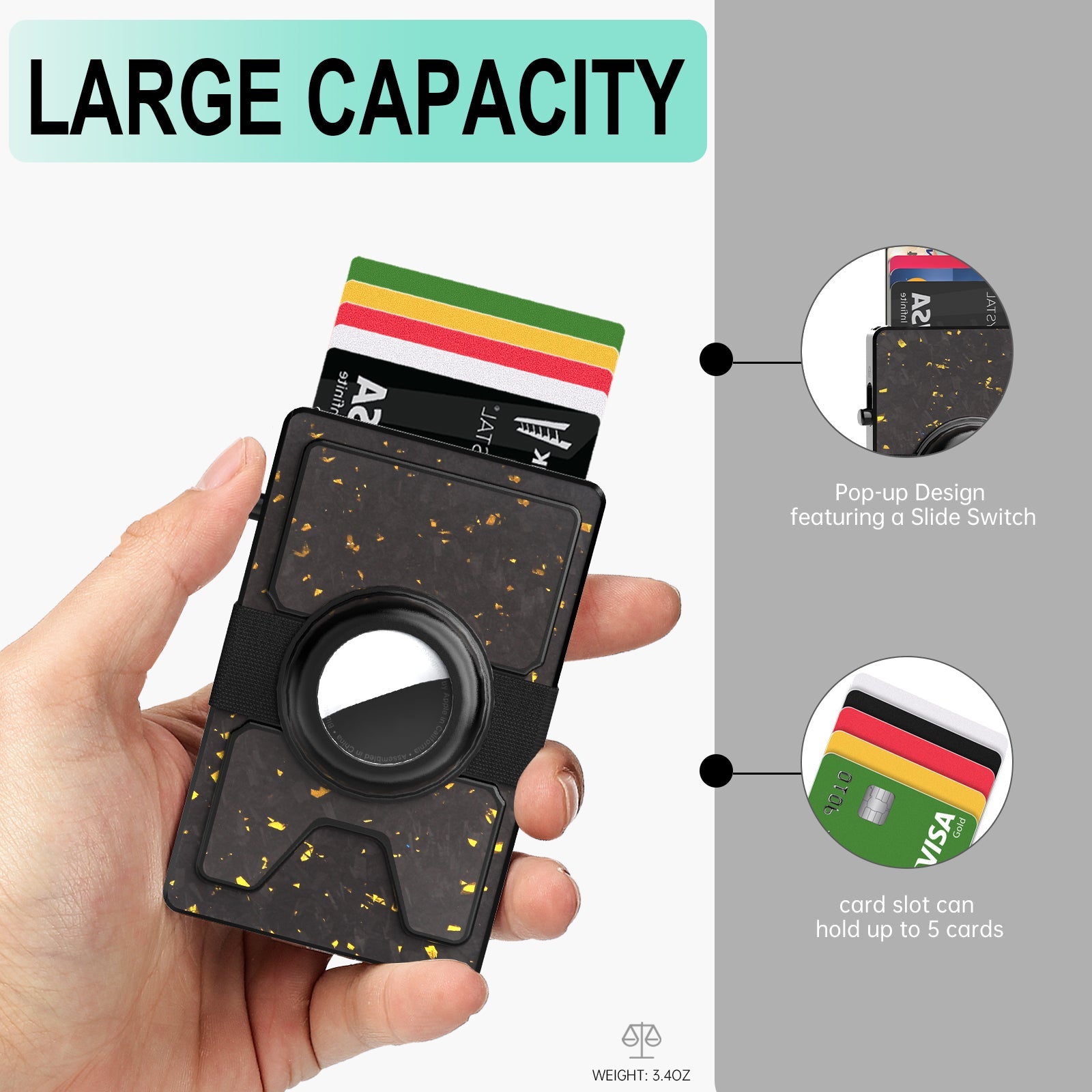 Portefeuille Minimaliste Fibre de Carbone Forgée RFID