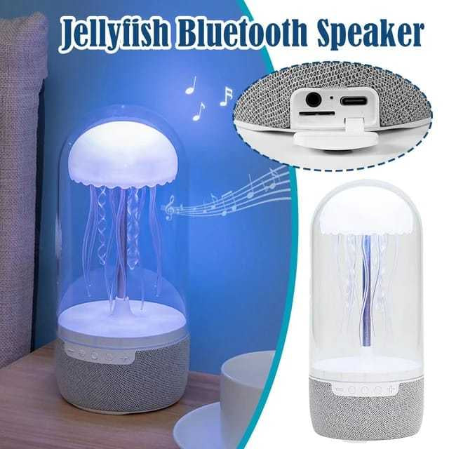 Lampe Méduse LED 3-en-1 avec Enceinte Bluetooth 5.2 — Veilleuse Ambiance 10W